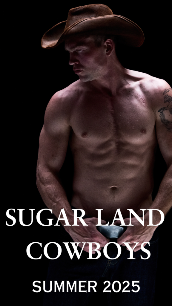 A man with his underwear on and the words " sugar land ".