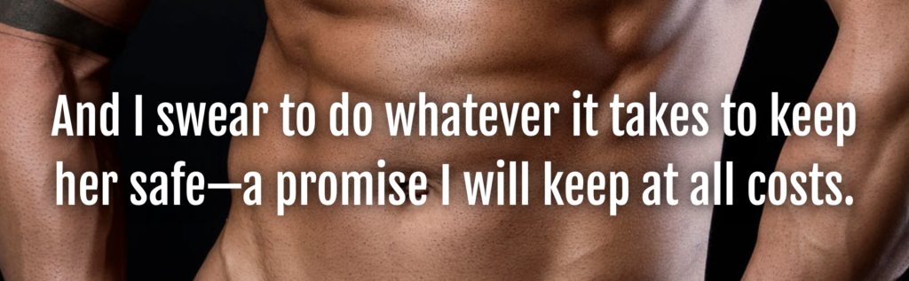 A close up of the chest and abs with text
